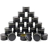 Candle Tin 24 Piece, 5 oz, Candle Containers, Candle Jars for Candle Making - Available in Silver, Black, Gold (Black)