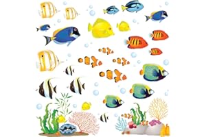 DECOWALL DS-8035 Coral Reef Fish (Small) Kids Wall Stickers Decals Peel and Stick Removable for Nursery Bedroom Living Room Art murals Decorations