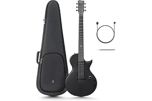 Enya E-Gitarre Nova Go Sonic – Schwarz Intelligente E-Gitarre aus Kohlefaser mit Kabellosem 10-W-Lautsprecher, Integrierten Voreinstellungen, Ladekabel, Einstellschlüssel und Gigbag