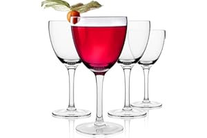 Sipour Juego de 4 Copas de Cóctel tipo Coupe Tallo (24 cl) – Elegantes Copas Coupe Martini – Copas de Cava Grandes para Fiestas – Cristal Sin Plomo Soplado a Mano