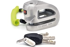 RADIKAL RK310S Candado Moto Premium, Antirrobo Disco Homologado SRA, Testado Doble Bloqueo ø10mm, Exclusivo Diseño Doble Puente, Cerradura Alta Seguridad, Acero Inoxidable, Cepo Pinza Motos y Scooter