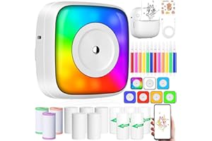 ZQEJEFD Mini Stampante Fotografica, Mini Stampante Termica, Stampante Fotografica Istantanea Bluetooth Portatile con Ricarica USB & 14 Rotoli di Carta, per Studio, Note, Diario, Elenco, Bianco