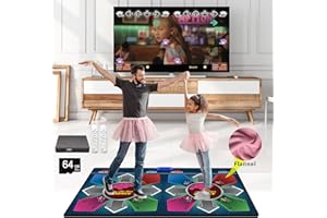 WUZHUANGYUAN Tapis de danse double pour enfants et adultes, carte mémoire 64 Go,jeux de danse fitness avec modes MV/3D/cartoon,899 jeux,650 chansons, 75 clips vidéo pour TV HDMI, matériau en flanelle haut de gamme