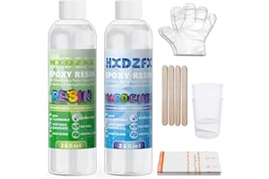 HXDZFX 520ml/20oz Epoxy Resin Kit - Self-leveling & Bubbles-Free Crystal Clear Epoxy Resin Kit for DIY Art, Resin Jewellery Making, Table and Countertop Coating, Coasters, Wood - Heat & UV Resistant