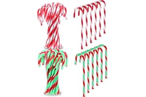 KAHEIGN 60 Piezas Bastón de Caramelo de Navidad, 15CM Bastón de Caramelo de Plástico Adornos Colgantes para Árboles de Navidad por Navidads Año Nuevo Decoración (Rojo y Blanco, Verde Rojo y Blanco)
