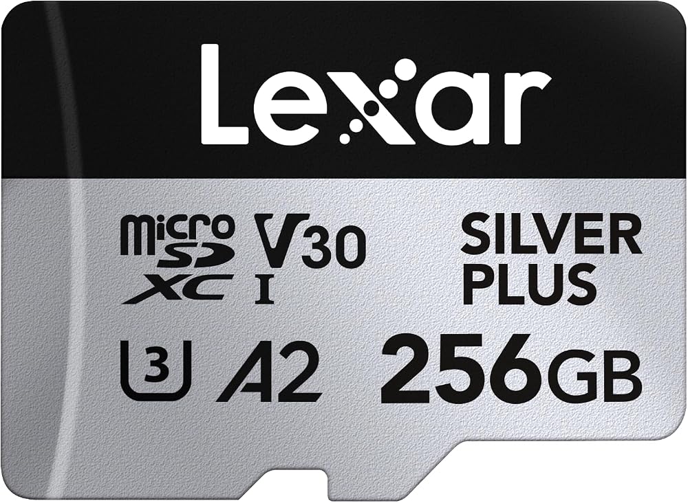 Lexar 256 GB Profesyonel Silver Plus microSDXC Hafıza Kartı w/SD Adaptör, UHS-I, C10, U3, V30, Full-HD ve 4K Video, 205/150 MB/s'ye kadar Okuma/Yazma, Videografçılar, Oyuncular (LMSSIPL256G-BNANU)