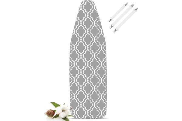 LaFleurs Överdrag för strykbräda 120 x 40, 100 % bomull, svampar och polyesterfilt, 110–122 cm x 30–40 cm, snabb strykning, M