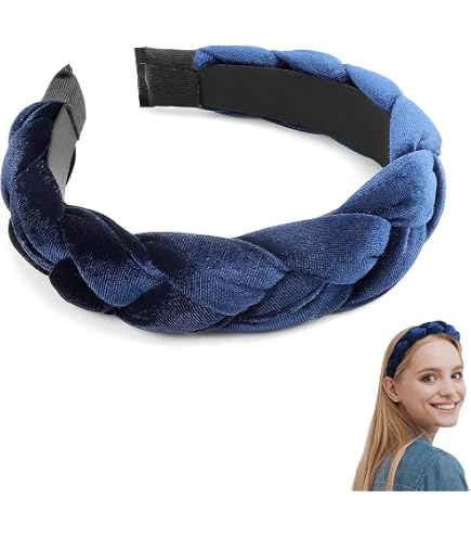 Cerchietto Largo In Velluto Imbottito Per Donna - Antiscivolo, Accessorio Capelli Moda (Blu Navy)