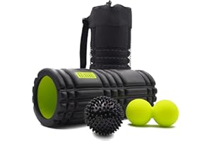 KALAHARI 4 WELLNESS KALAHARI Foam Roller Set, 3 in 1 più Ebook esercizi in italiano – Rullo massaggio muscolare, Palla Doppia e Riccio per Terapia Trigger Point e Automassaggio Miofasciale – Rullo schiena, gambe, braccia