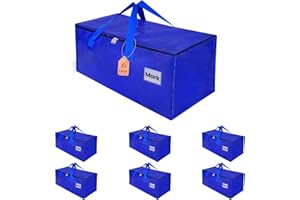 ZFWDSY Umzugstaschen 93-Liter, 6er-Pack Aufbewahrungstaschen mit Reißverschluss, Umzugskartons Heavy Duty Große, Faltbare moving boxes Packtaschen für Umzugsbedarf, Reisetasche moving bag