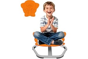 Hjh Sensory Spinning Toy Chair, Elephant Kids Swivel Chair, Autism-Friendly, 360° Spinning Seat, Sensory Balance Equipment, Motion Sickness Relief, Training Body Coordination, Orange