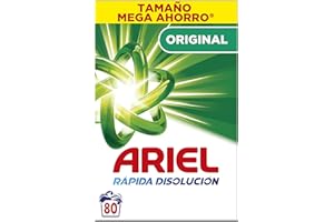 Ariel Detergente Lavadora en Polvo, 80 Lavados, Original, con Tecnologia Anti-Residuos que Deja la Ropa Limpia y Reluciente