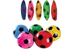SHATCHI 12 x PVC Inflatable Footballs Outdoor Indoor Beach Ball Games Party Bag Fillers Kids Summer Toys 22cm UnInflated