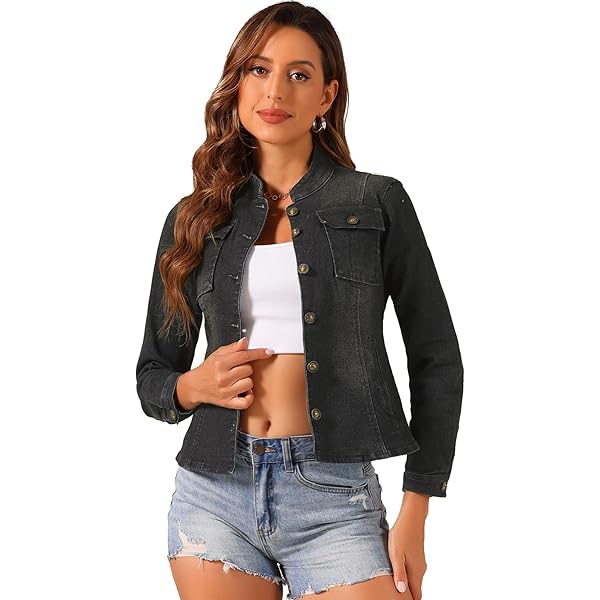 Ppsnabha Collarless Biker Jacket Womens Amazon Collarless Jean