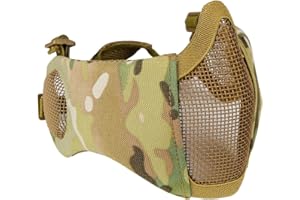 ‎KAYHENG Koyheng Taktische Half Face Mesh-Maske mit Ohr-Abdeckung Airsoft schützende untere Schutz für CS Paintball BBS Shooting
