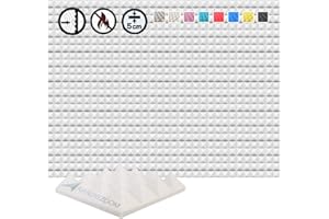 Arrowzoom 48 Pannelli Fonoassorbenti Piramidali 25x25x5cm Correzione Acustica 26kg/m3 500-8000Hz Isolamento Trattamento Acustico Studio registrazione Insonorizzazione 1034 BIANCO PERLA