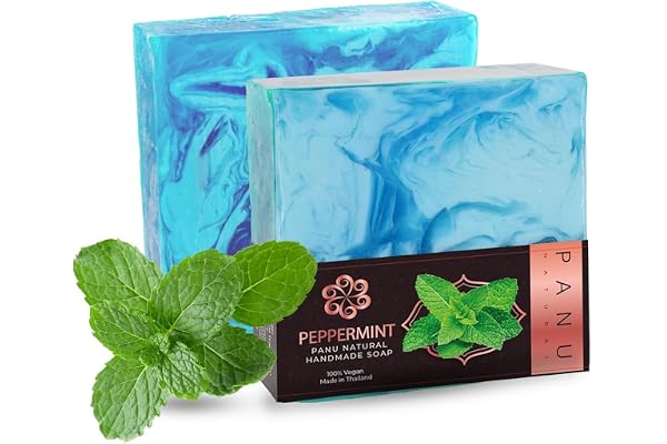 Panu Natural Savon Menthe - Savon de douche végétalien pour tous les types de peau - Savon naturel comme gel douche solide et shampooing solide - Pain de douche naturel comme gel douche solide