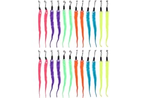 POLUKA 24 Pieces Worms Toys Replacement, Cat Toy Interactive Cat Wand Replacement for Cat and Kitten