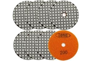 BGTEC 100mm Set di Tamponi Diamantati a Secco 8 pezzi #200 Kit di Tamponi per Granito, Marmo, Pietra, Quarzo, Piastrelle, Bordi del Pavimento in Cemento, Lucidatura del Controsoffitto
