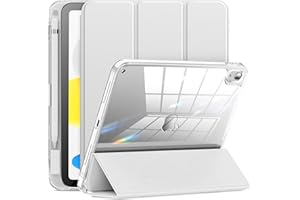 INFILAND Kompatibel mit iPad 10th Generation hülle 2022. ipad10.9 Hülle mit kristallklarem Rücken & Rahmen [ Anti-Vergilbung ] mit Bleistifthalter, Diamantklar Silber