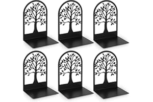 Anhow 3 Paires Serre Livre, Cale Livre en Métal Rangement Livre Bloc Livre pour Étagère Presse Livre pour la Maison, Bureau, Écoles - Noir