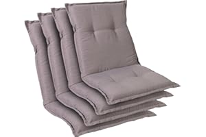 Homeoutfit24 Prato - Coussin de Chaise de Jardin, Fabrique en Europe, Confortable, Resistant aux UV, Housse Douce, 4 pièces - Gris Platine