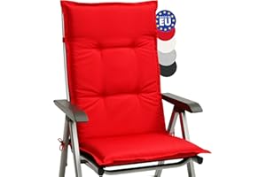 Beautissu poduszka na leżak krzesło ogrodowe z wysokim oparciem Base HL 120 x 50 x 6 cm Piankowa nakładka na leżak ogrodowy Czerwona