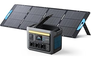 Anker SOLIX C800 station électrique portable avec panneau solaire 200 W, générateur solaire 1 200 W (1 600 W max.), recharge 58 min, batterie LiFePO4 768 Wh, en camping, en voyage, à la maison