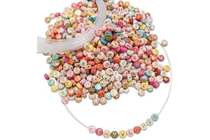 HAREWU 1100 cuentas de letras de la A a la Z de colores con letras de 7 mm, perlas acrílicas, pulseras para hacer tú mismo, joyas para hacer manualidades, regalos para niñas
