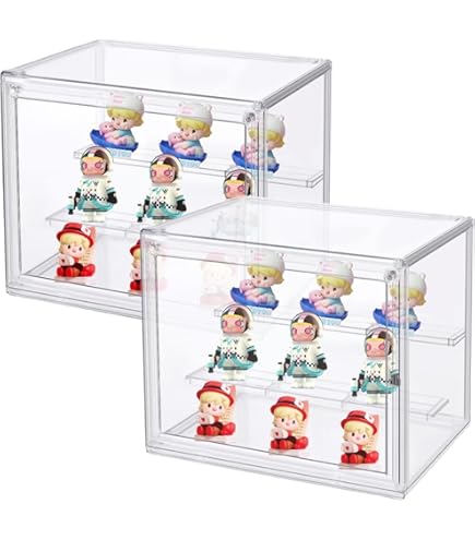 AZEYN Doorzichtige Acrylen Vitrine met Licht Verlichting, 3/4/5/6 Laags Stofdichte Bescherming LED Displaykast voor Miniaturen, Modelauto's, Actiefiguren (Wit, 4 Laags-32x24,5x27cm