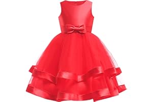 Sunny Fashion Vestito Bambina Senza Maniche Rosso Palla Toga Nozze Festa Pageant 6-12 Anni