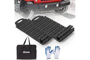BUNKER INDUST Tire Traction Mats Portable Recovery Tracks for Off Road 4X4 Snow, Ice, Sand,Emergency Devices with Bag Gloves for Cars, Trucks, Van(2 Pack)