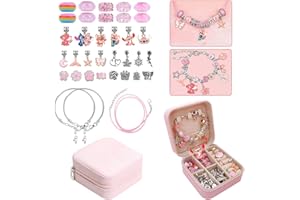 HOAQPPOY Stitch Bracelet Colliers, Perles pour Bracelets,Boîtes à bijoux, Perle Kits pour Bracelets Colliers,Jouet Cadeau Enfant6 7 8 9 10 11 12ans (rose)
