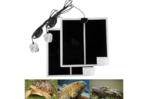PeSandy 2PCS Reptile Heating Mat with Temperature Adjustment, 14W Non-Adhesive Heat Pad for Reptiles Tortoise Snakes Lizard Gecko Hermit Crab Amphibians - Removable Under Tank Heat Pad (11x11 inch)