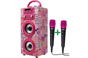 DYNASONIC 3º Gen. Microphone Karaoke Speaker, bluetooth speaker karaoke ideal for original teenage gifts for children girls toys, kid toys (Model 025) (025-20)