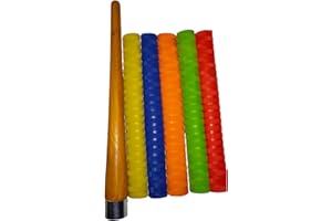 Kalindri Sports Set of Wooden Grip Applicator Gripper Cone and 5 Cricket bat Grips Multicolour (Grooved Gripper)
