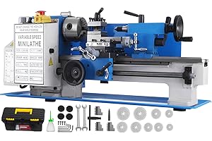 BananaB Drehmaschine 400 W Präzisions Metalldrehmaschine, 7 x 12 Zoll Tischdrehmaschine, 50-2250 RPM Holzdrehmaschine geeignet für Bohren, Fräsen, Gewindeschneiden usw.