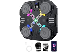 QBIOWER Smart Music Boxing Machine, Music boxing machine with Bluetooth Music, LED Display, Smart Punch Counting & Boxing Gloves, 2 Training Modes, 5 Speed Levels, Fitness Equipmente for Boys & Girls