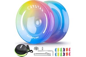 SHUNGRU Profi Jojo K2 Crystal, Responsive Yo-Yo für Kinder Anfänger, Dual Purpose Yo-Yo mit Unresponsive Yo-Yo Lager für Erwachsene + Extra 12 Yo-Yo Schnüre + Yo Yo Koffer + Lager Kit - Gelb Rosa Blau
