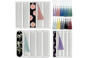 ZEPHYRHOME 15 Pièces Moule Marque-Page Résine Époxy, Moule de Signet en Silicone, Bricolage Lecture Livre Marque-Page en Silicone