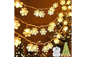 FZIFZI Guirlande Lumineuse Flocon de Neige, 6M 40 LED à Piles – 8 Modes d’éclairage avec Mémoire – Guirlande de Noël Intérieur Extérieur pour Sapin, Chambre, Jardin, Mariage, Fête, Chambre d'enfant