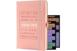 Mljtoyo Diary Planner 2024-2025,Academic Diary 2024 25 Page a Day,Mid Year Daily Diary Agenda 24 25 Week to View from July 2024 to June 2025,Organiser Planner With Pen Hold/Monthly Tabs (Pink)