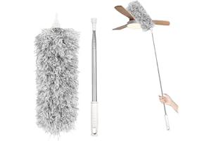NVIYAM Plumeau Poussière Microfibre Sans Peluche Télescopique Lavable 230 cm de Long - Tête de Loup, Plumeau Toile D'araignée