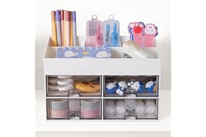 LONNEY Schreibtisch Organizer Stiftehalter Schreibtisch Tisch Organizer mit 4 Schublade Multifunktionaler Schreibtisch Organizer für Stifte Büro Zuhause Schule Platzsparendes