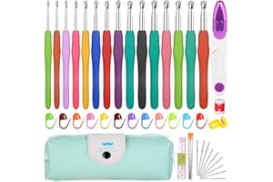 15 Stück Häkelnadeln Set in Voller Größe,VEVOQIM 41 Stück Häkelset für Anfänger mit Häkel Zubehör,Ergonomische Häkelnadel Soft Gummi Häckelnadel Häkelhaken Set, Crochet Hook Set mit Tragbaren Tasche