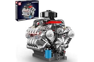 Mould King 10171 Technik V8 Motor Bausteine Spielzeug, APP V8 Motor Bausatz Auto Klemmbausteine Technik Modell Enthält Acht-Zylinder und Batteriekasten als Spielzeug/Geschenk/Sammlerstücke (487 Teile)
