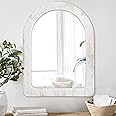 AAZZKANG Wall Mirror Rustic Arch Mirror with Wood Frame 50 x 40 cm Decorative Hanging Mirror for Bedroom Bathroom Farmhouse Home Wall Decor White