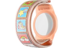 Panjal Airtag Wristband for Kids with Educational Themes - Apple Airtag Bracelet, Also Suitable for Toddlers, Elders & Adults, Adjustable Nylon (Peach - Unicorn)