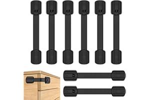 Septeamay 8 Stück Kindersicherung für Schrank und Schubladen, Schubladensicherung für Baby und Kinder für Tür Schränke Kühlschrank, Schrankschloss mit 3M Kleber ohne Bohren - Schwarz