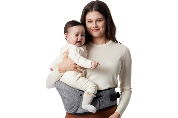Porte-bébé Momcozy certifié CPC - Ceinture ajustable avec Protecteur Ventral Original 3D, Porte-bébé ergonomique avec plusieurs poches pour nouveau-nés et bambins jusqu'à 45lbs (Gris, Moyen)